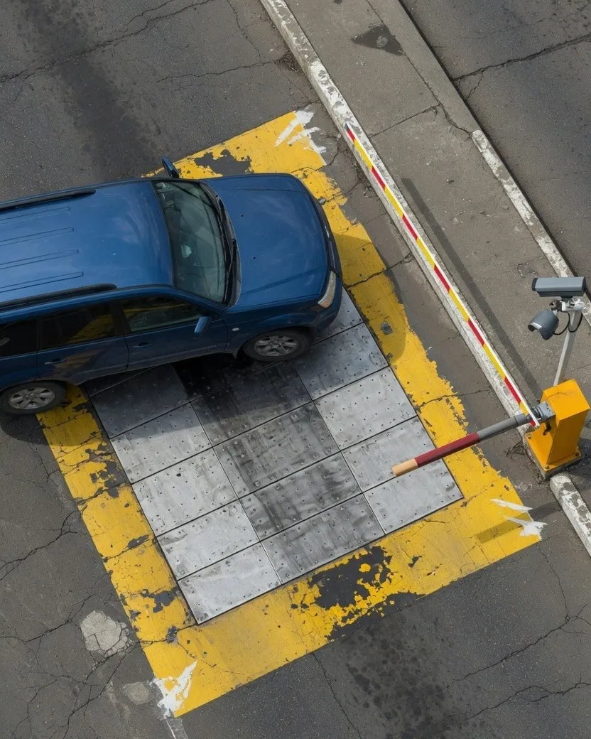Under vehicle surveillance system scanning a car at a checkpoint
