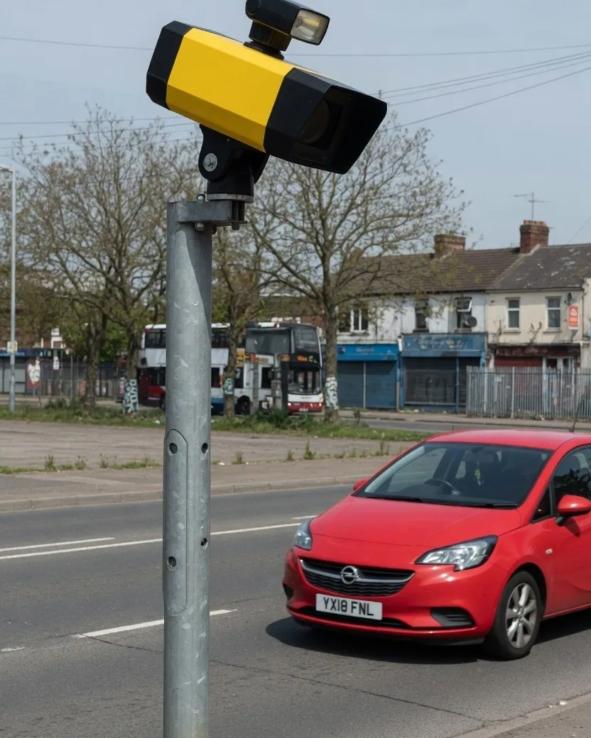 ANPR camera reading a car's licence plate