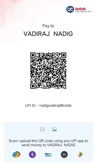 UPI QR code to pay Vadiraj Nadig